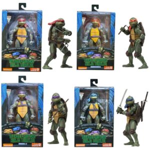 A set of four free shipping high-quality versions of NECA Mutant Ninja Turtle Figure 1990 Movie TMNT Limited Edition Joint Moving Model Ornaments