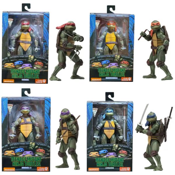 A set of four free shipping high-quality versions of NECA Mutant Ninja Turtle Figure 1990 Movie TMNT Limited Edition Joint Moving Model Ornaments