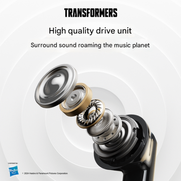 transformers metal mechanical warehouse design bluetooth 5.4 half in ear headphones bumblebee noise reduction e sports t31