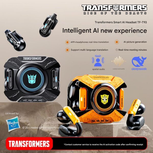 transformers intelligent ai ear clip bluetooth headphones bluetooth 6.0 black technology stereo long term wear t93