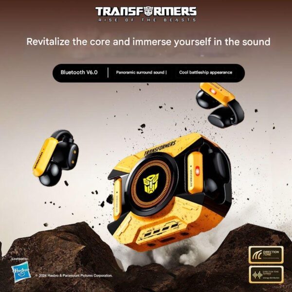 transformers intelligent ai ear clip bluetooth headphones bluetooth 6.0 black technology stereo long term wear t93