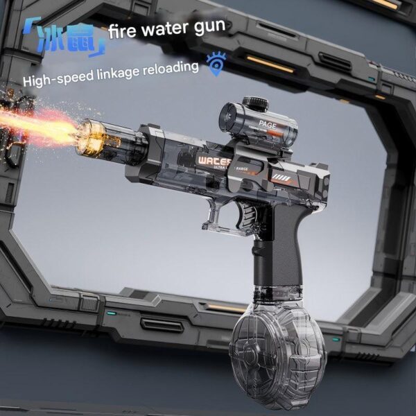ice mouse flash water gun linkage back load cool light electric high speed continuous boy and girl water play toy gift